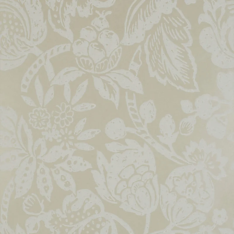 Wallpaper for cozy nook-Floral Tropical Large Textured Wallpaper in Buttercream/Citrus