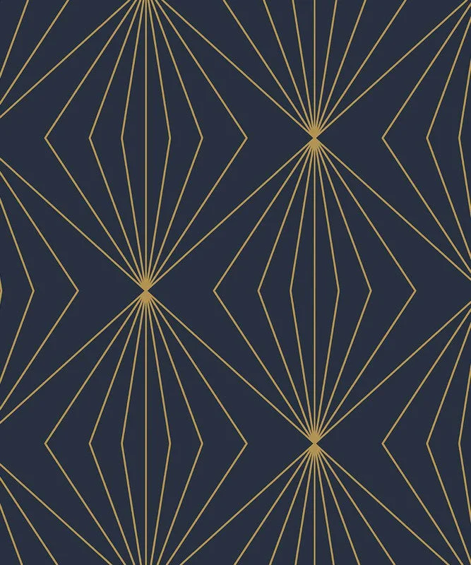 Wallpaper with star dust-Gem Geometric Peel & Stick Wallpaper in Dark Blue & Metallic Gold