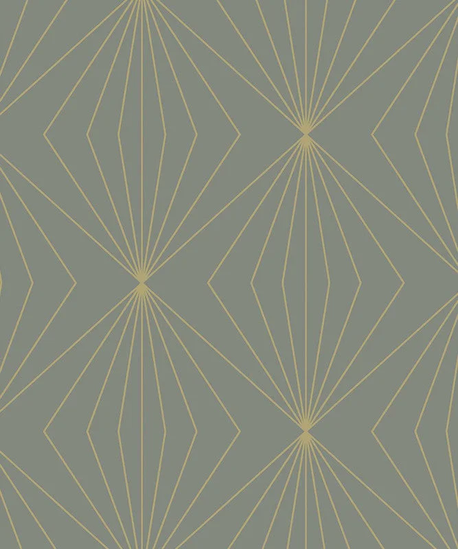 Wallpaper for cozy kitchen-Gem Geometric Peel & Stick Wallpaper in Grey & Metallic Gold