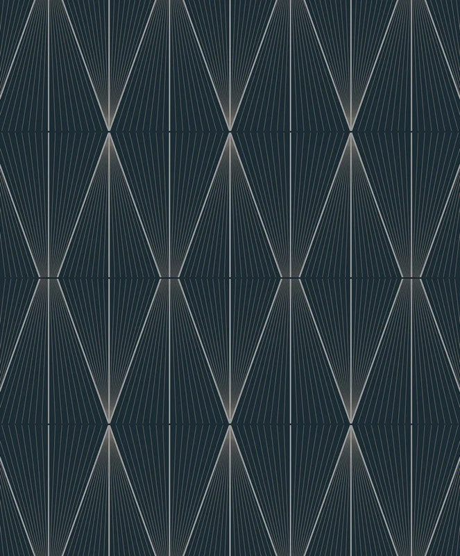 Wallpaper for sleek nursery-Geo Diamond Peel & Stick Wallpaper in Blue Denim & Pewter