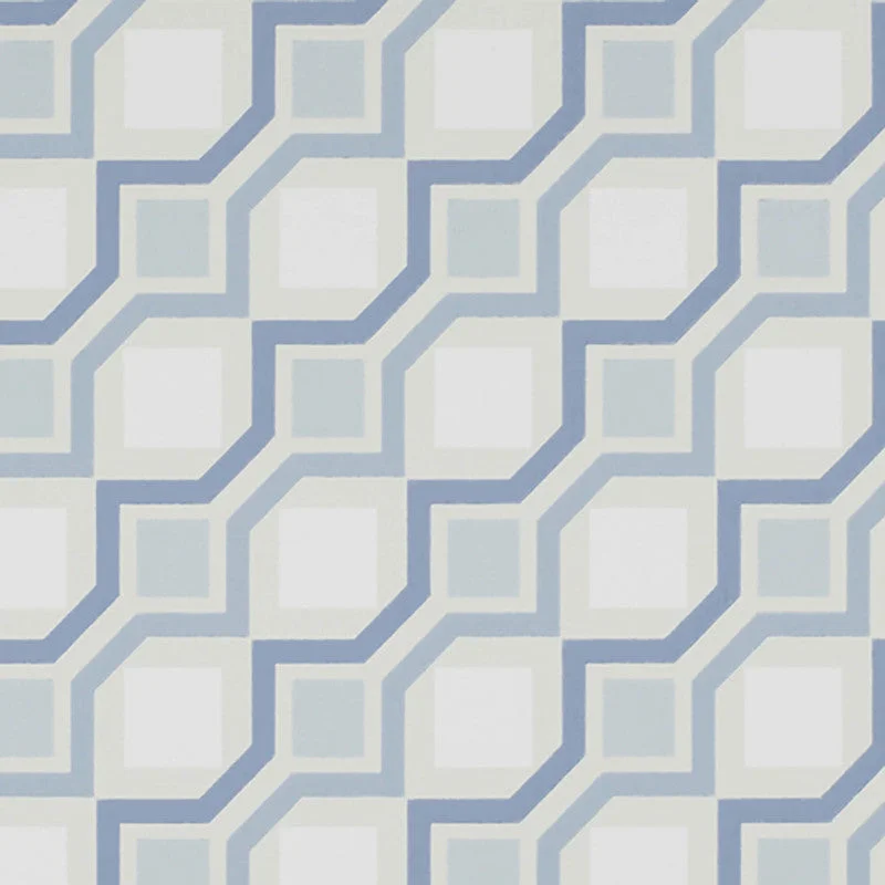 Wallpaper with vine motifs-Geometric Contemporary Wallpaper in Cream/Blue