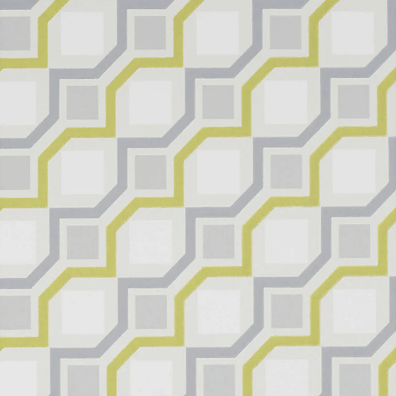 Wallpaper for bold kitchen-Geometric Contemporary Wallpaper in Cream/Grey/Green