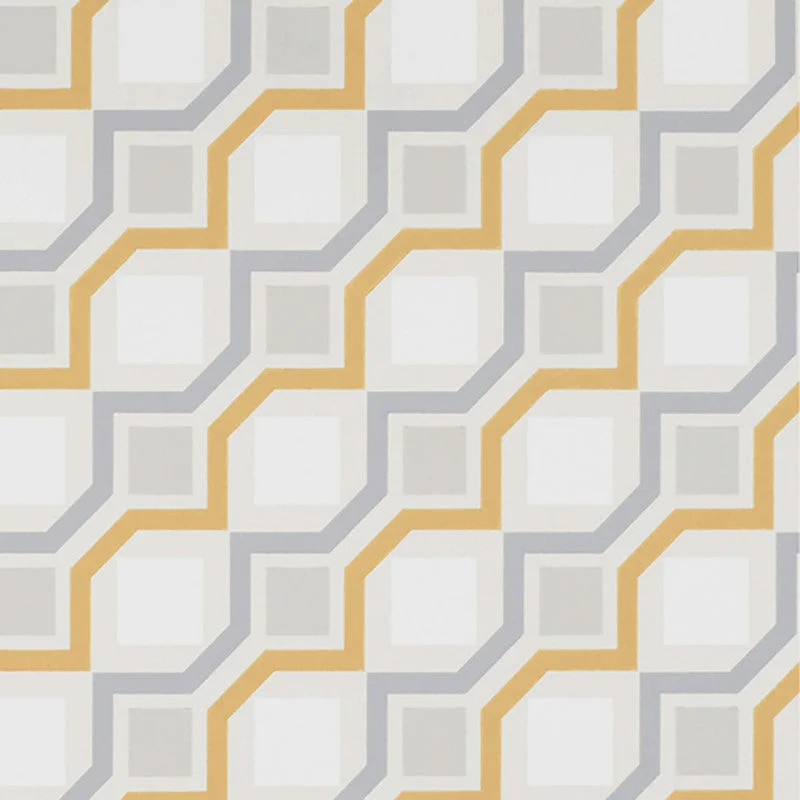 Wallpaper for cozy dining-Geometric Contemporary Wallpaper in Cream/Grey/Orange