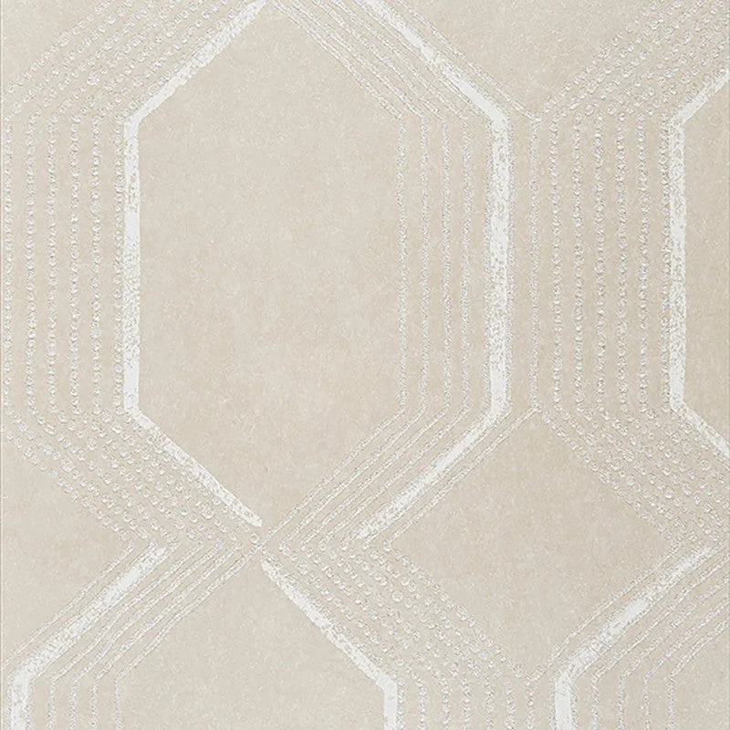 Wallpaper for rental apartment-Geometric Ogee Beaded Wallpaper in Pearl Cream