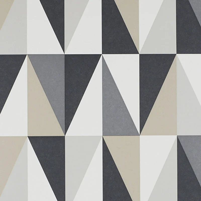 Wallpaper with jungle theme-Geometric Sharp-Edge Wallpaper in Black/Grey/Ivory