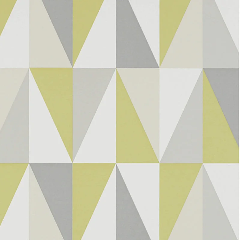 Wallpaper for cozy bathroom-Geometric Sharp-Edge Wallpaper in Green/Grey/Ivory