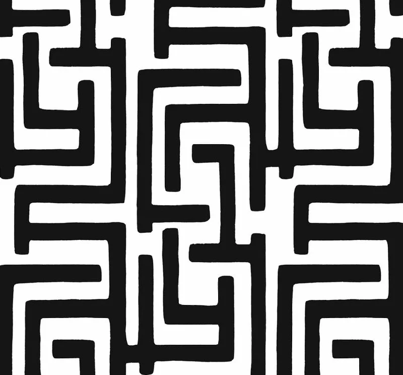 Wallpaper for kids bedroom-Graphic Maze Peel & Stick Wallpaper in Black