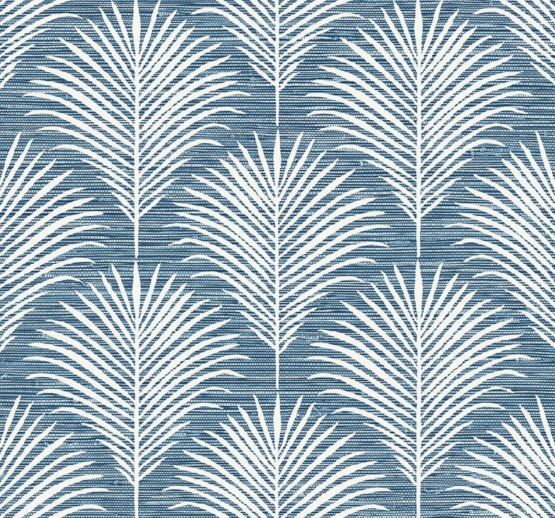 Wallpaper for rustic office-Grassland Palm Peel & Stick Wallpaper in Blue Lagoon