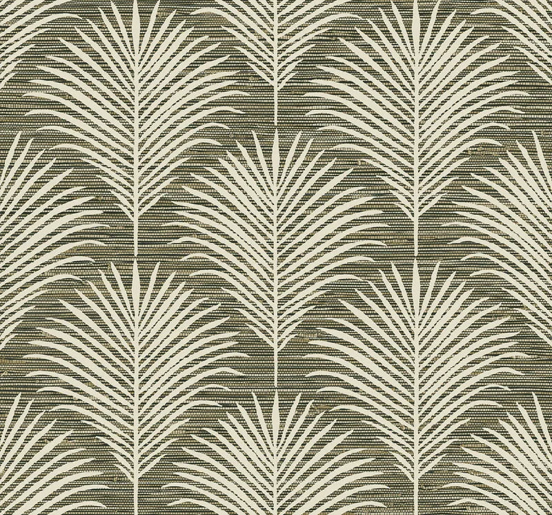 Wallpaper with twist design-Grassland Palm Peel & Stick Wallpaper in Charcoal & Sand