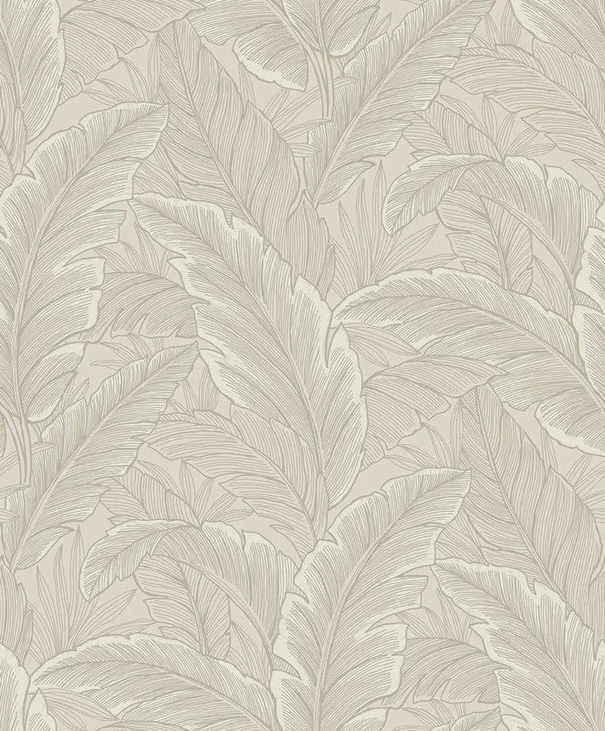 Wallpaper for living room-Gulf Tropical Leaves Wallpaper in Crema