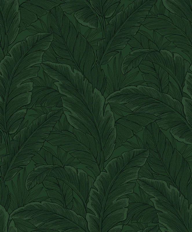 Wallpaper design ideas-Gulf Tropical Leaves Wallpaper in Forest Green