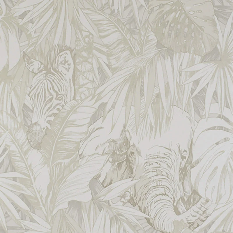 Wallpaper for kids nursery-Jungle Abstract Wallpaper in Metallic Buttercream