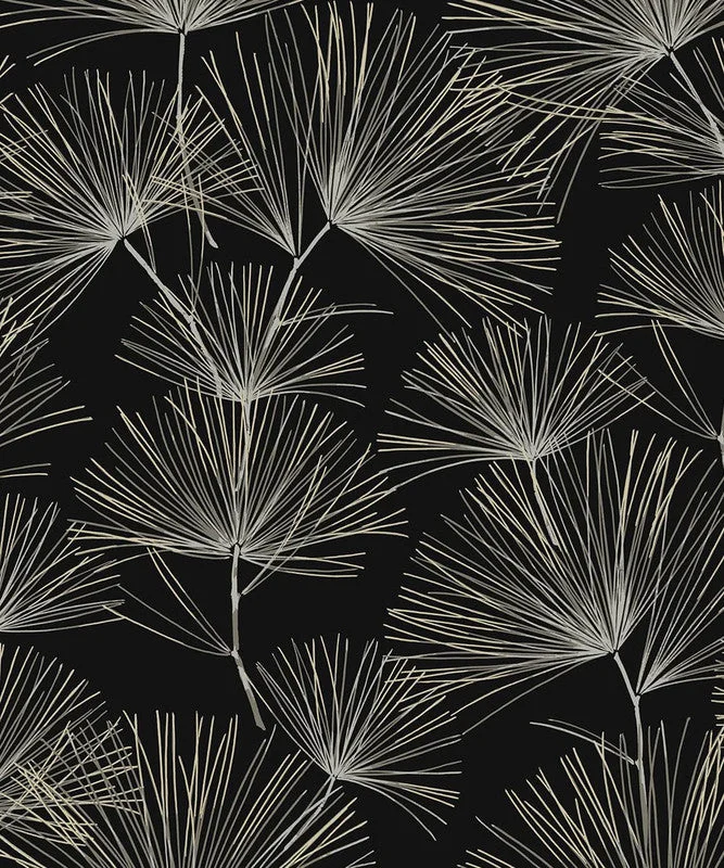 Wallpaper for bright kitchen-Pine Needles Peel & Stick Wallpaper in Ebony & Pavestone