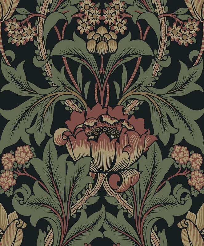 Wallpaper for small nursery-Primrose Garden Wallpaper in Wrought Iron & Clay