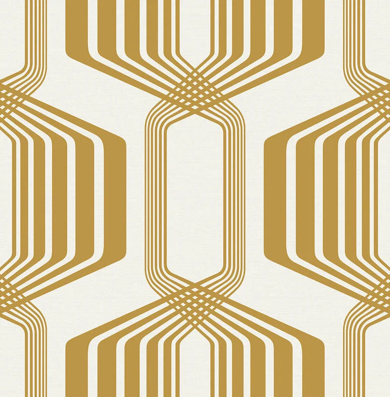 Wallpaper with vine design-Striped Geo Peel & Stick Wallpaper in Metallic Gold