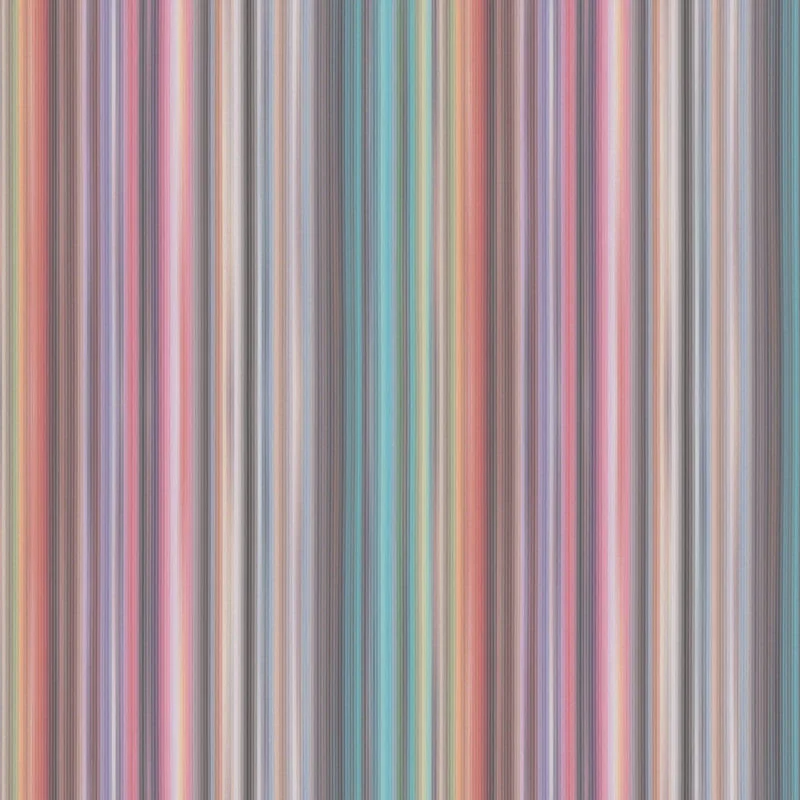 Wallpaper for small office-Striped Rainbow Wallpaper in Shimmering Multi