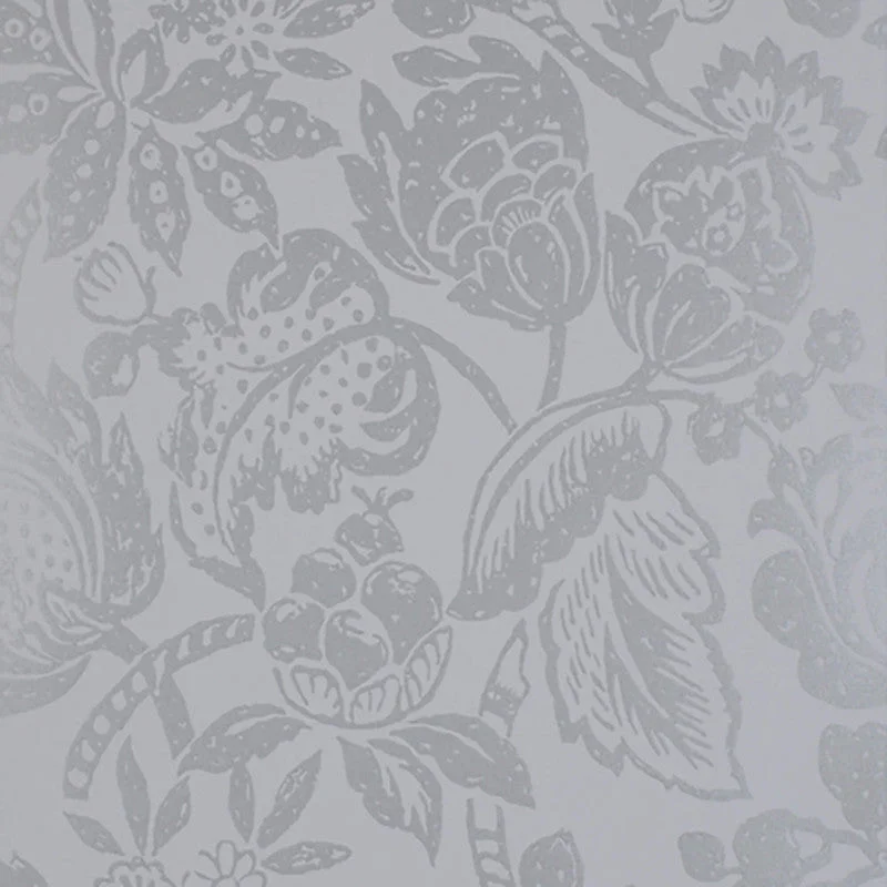 Wallpaper for bright bedroom-Tropical Floral Large Textured Wallpaper in Silver/Grey