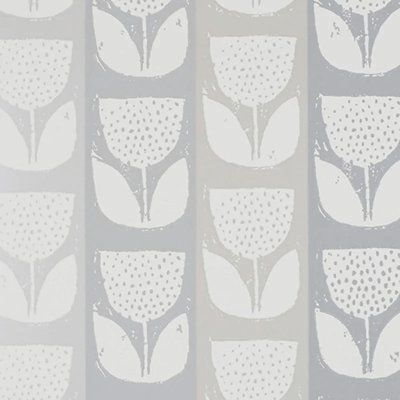 Wallpaper with ripple effect-Tulip Stamped Spotted Wallpaper in Grey/Silver