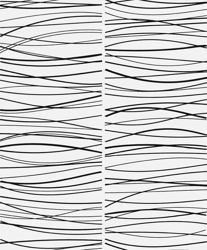 Wallpaper with curl patterns-Wave Lines Peel & Stick Wallpaper in Black