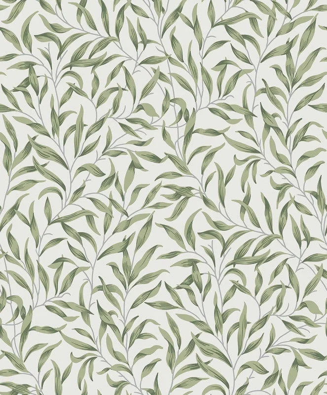 Wallpaper for cozy decor-Willow Leaves Wallpaper in Sprig Green