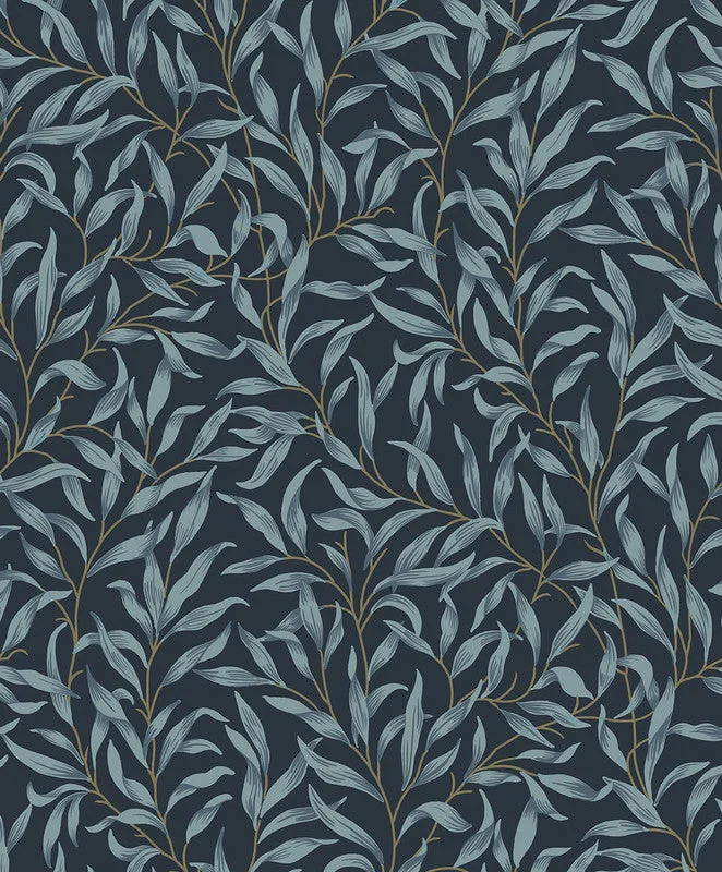 Wallpaper with mist theme-Willow Trail Peel & Stick Wallpaper in Aegean Blue