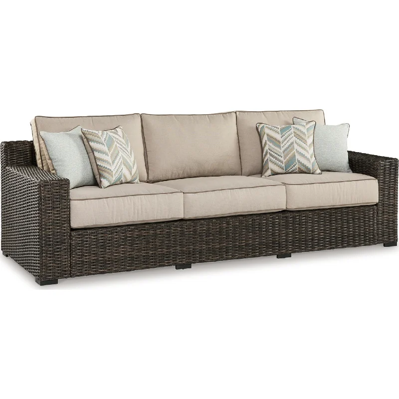 sofa warranty comparison-Coastline Bay Outdoor Sofa with Cushion - Brown