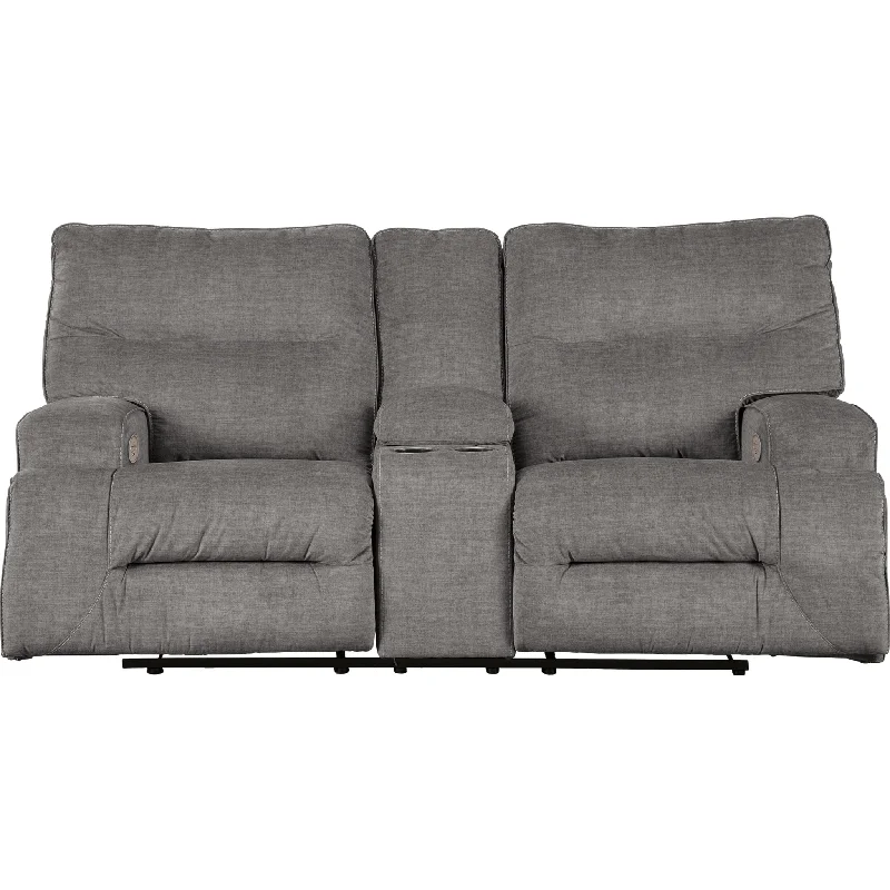 sofa for minimalist home-Coombs Power Reclining Loveseat with Console - Charcoal