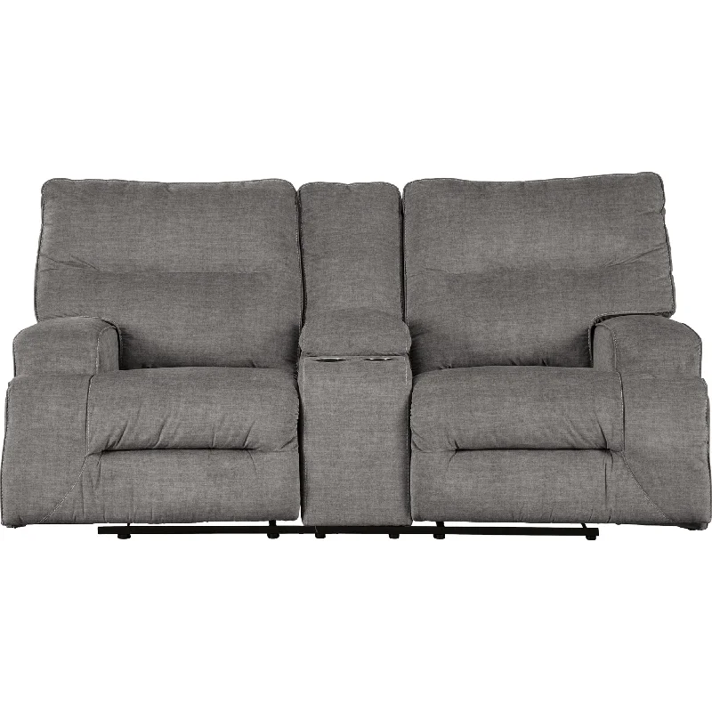 outdoor sofa cover diy-Coombs Reclining Loveseat with Console - Charcoal