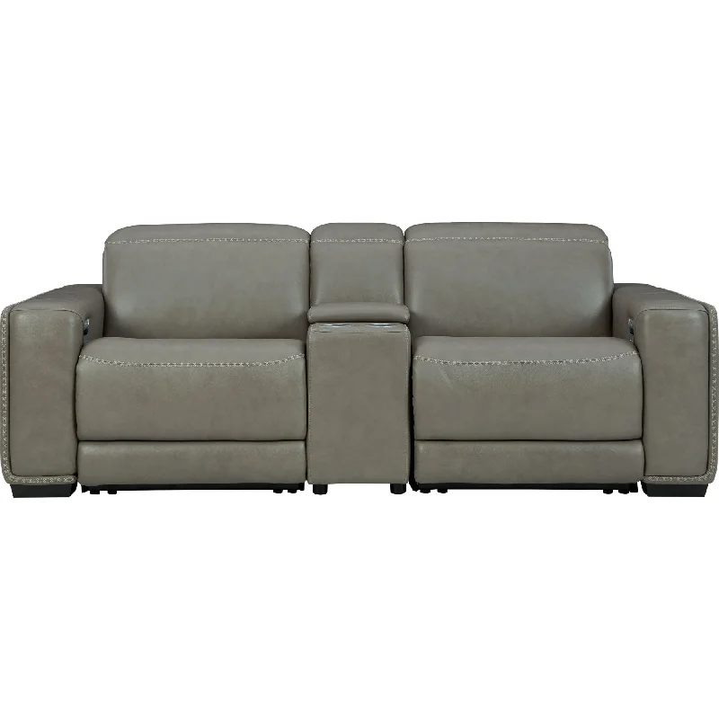 sofa with built-in lights-Correze 3 Piece Power Reclining Loveseat Console - Gray