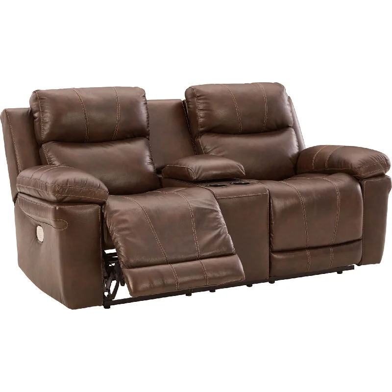 how to tighten sofa fabric-Edmar Power Reclining Loveseat with Console - Chocolate