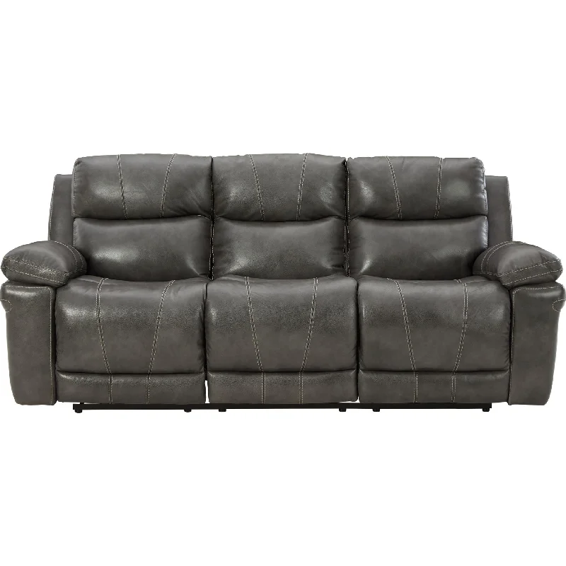 sofa with built-in speakers-Edmar Power Reclining Sofa - Charcoal