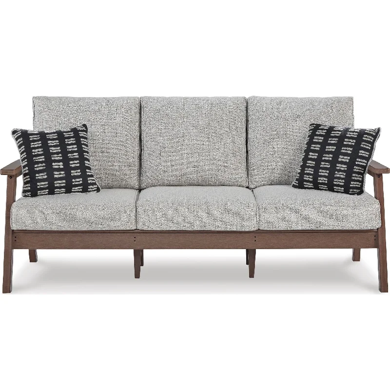 sofa with sleek design-Emmeline Outdoor Sofa with Cushion - Brown/Beige