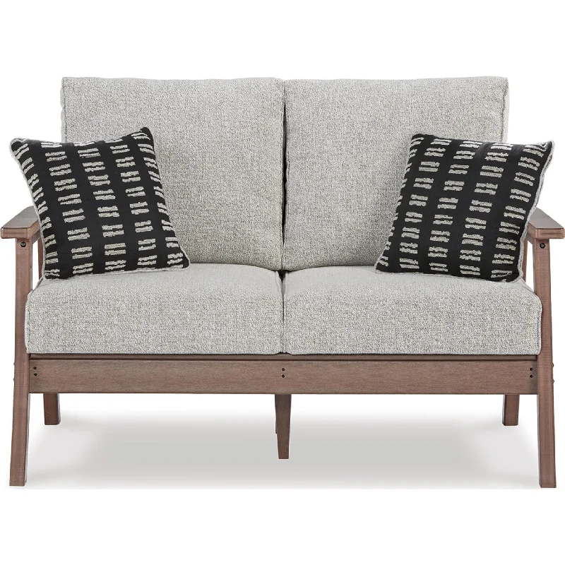 sofa cushion stuffing ideas-Emmeline Outdoor Loveseat with Cushion - Brown/Beige