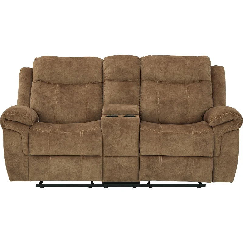 sofa with low profile-Huddle Reclining Loveseat with Console - Nutmeg