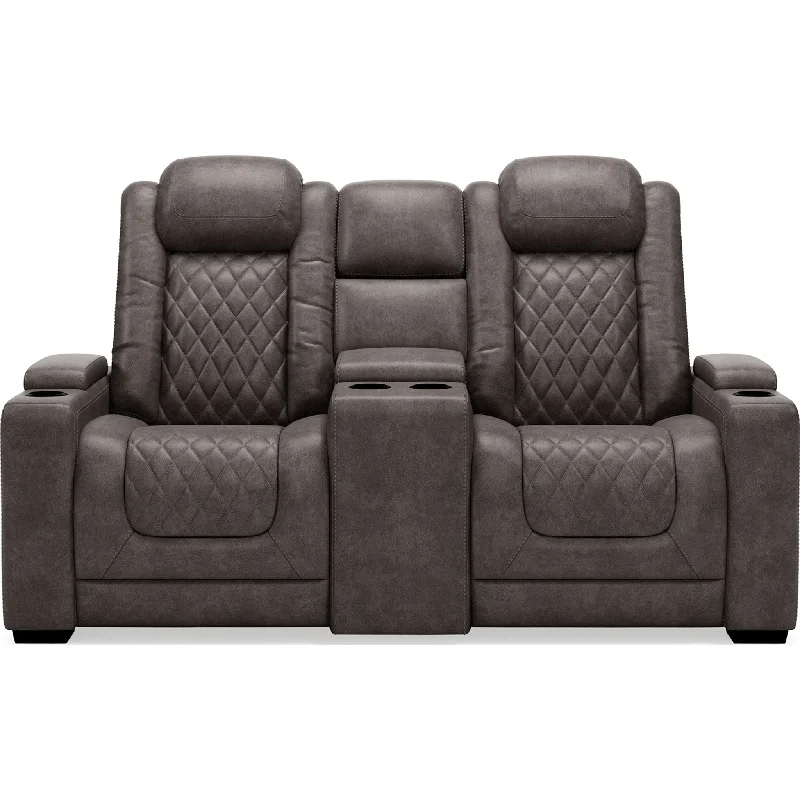 how to fix sofa upholstery-HyllMont Power Reclining Loveseat with Console - Gray