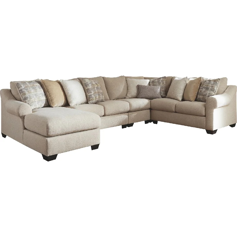 sofa with thick cushions-Ingleside 5 Piece Sectional - Linen