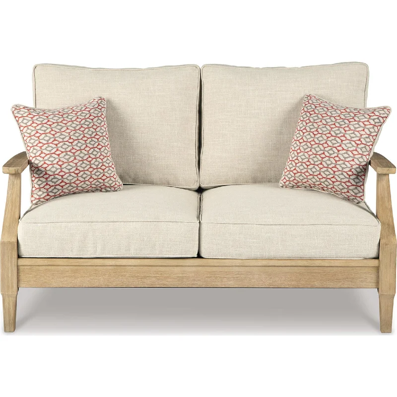 sofa cushions replacement-Clare View Outdoor Loveseat with Cushion - Beige