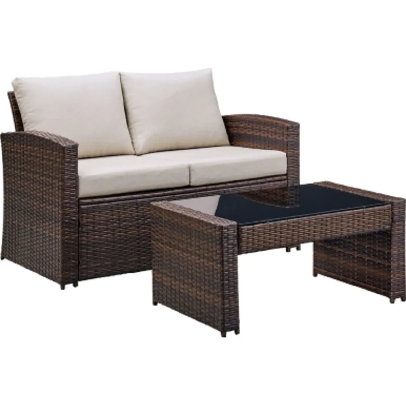 best sofa for small rooms-Outdoor East Brook Loveseat Dark Brown