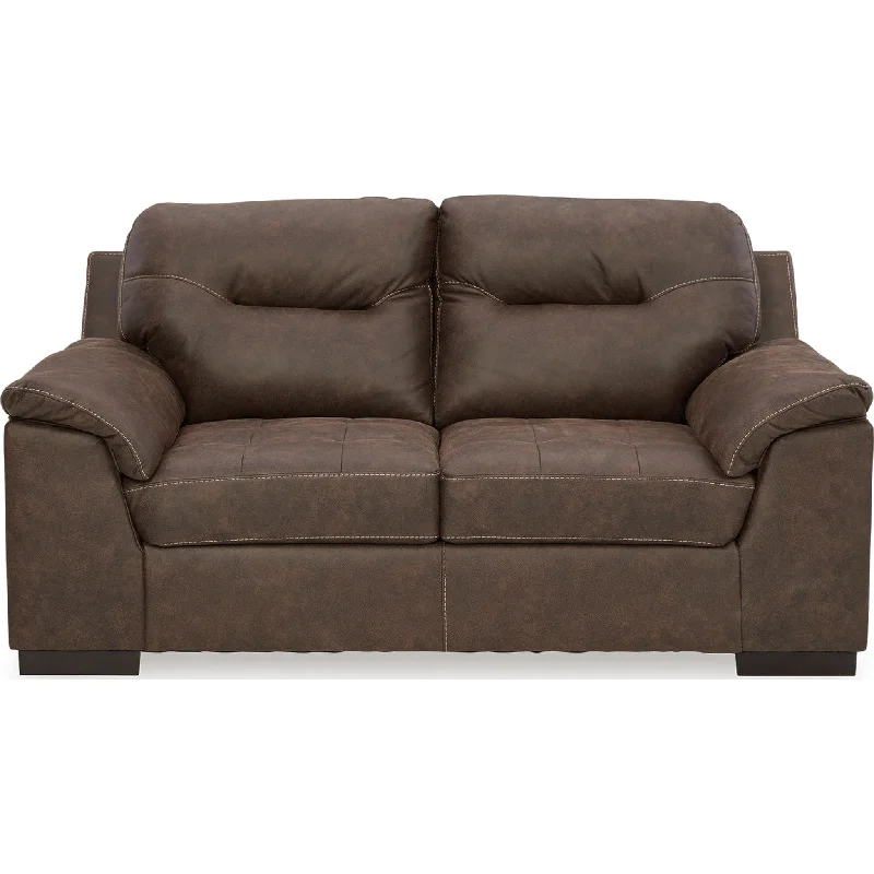 sofa with leather seats-Maderla Loveseat - Walnut