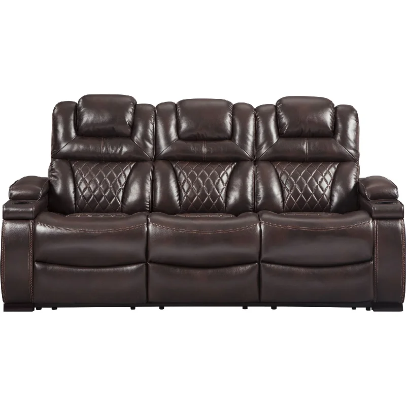 affordable sofa sets online-Warnerton Power Reclining Sofa With Power Headrest - Chocolate