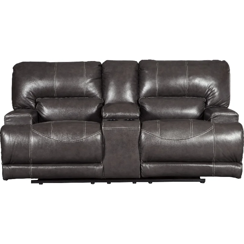 sofa with cozy seats-Mccaskill Reclining Loveseat with Console - Gray