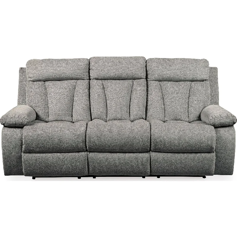 best sofa for comfort level-Mitchiner Reclining Sofa with Drop Table - Fog