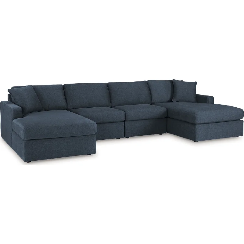 sofa with high seats-Modmax 4 Piece Modular Sectional with Double Chaise