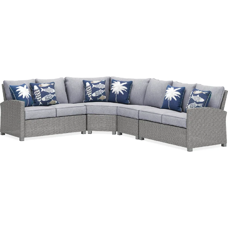 sofa with sturdy cushions-Naples Beach 4 Piece Outdoor Sectional - Light Gray