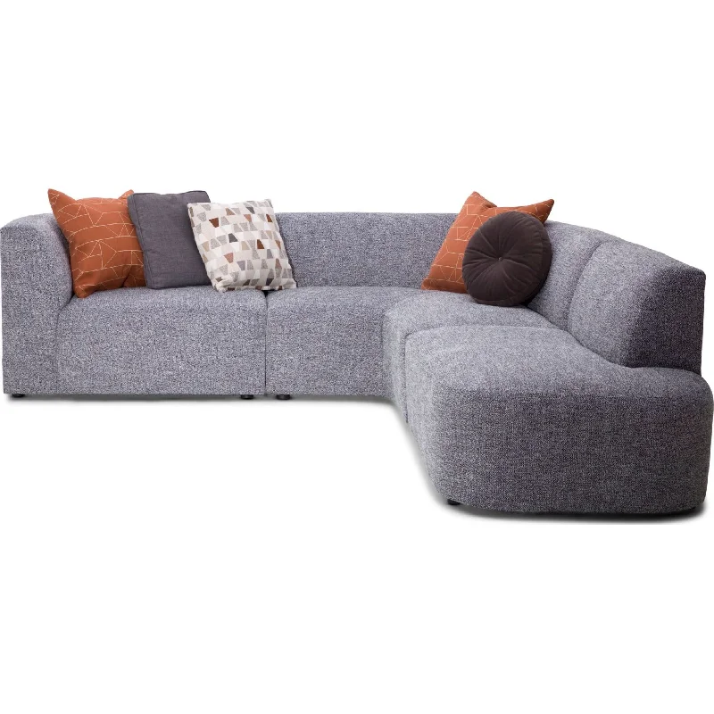 sofa with durable seats-Nyla 3 Piece Sectional - Pepper