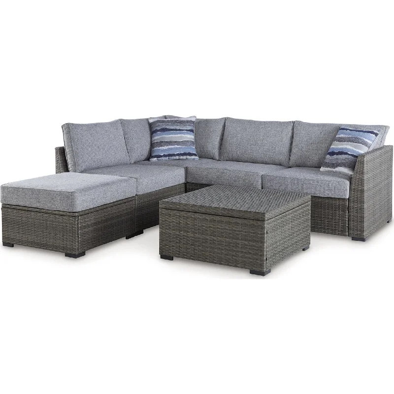 sofa for tiny bedroom-Petal Road Outdoor Sectional with Ottoman - Gray