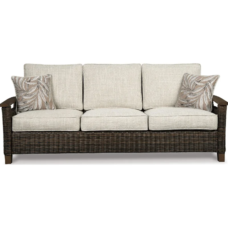 sofa sale weekend offers-Paradise Trail Outdoor Sofa with Cushion - Medium Brown