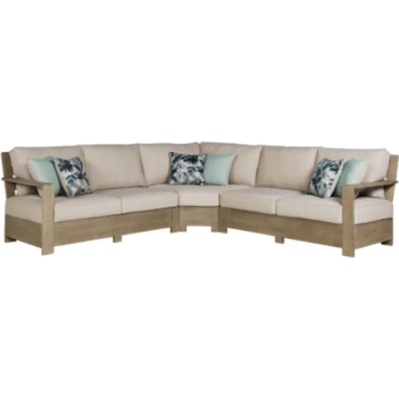 sofa cleaning for stains-Silo Point 3 Piece Outdoor Sectional - Brown