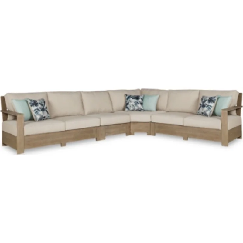 sofa for small lounge-Silo Point 4 Piece Outdoor Sectional - Brown