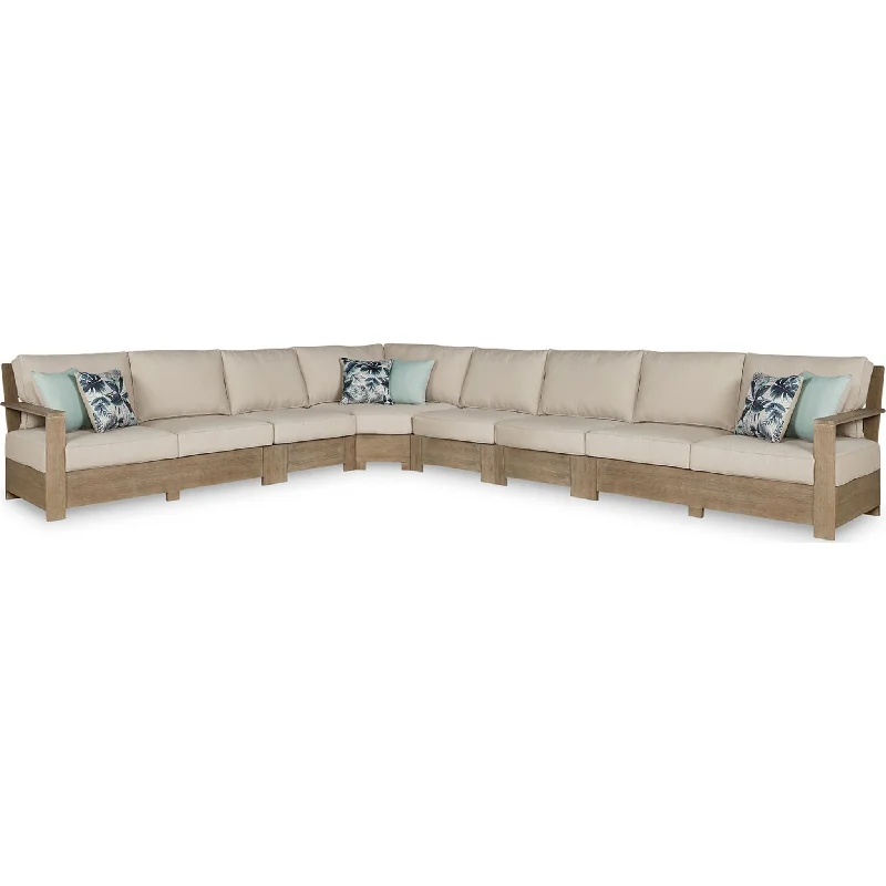 how to repair sofa legs-Silo Point 6 Piece Outdoor Sectional - Brown